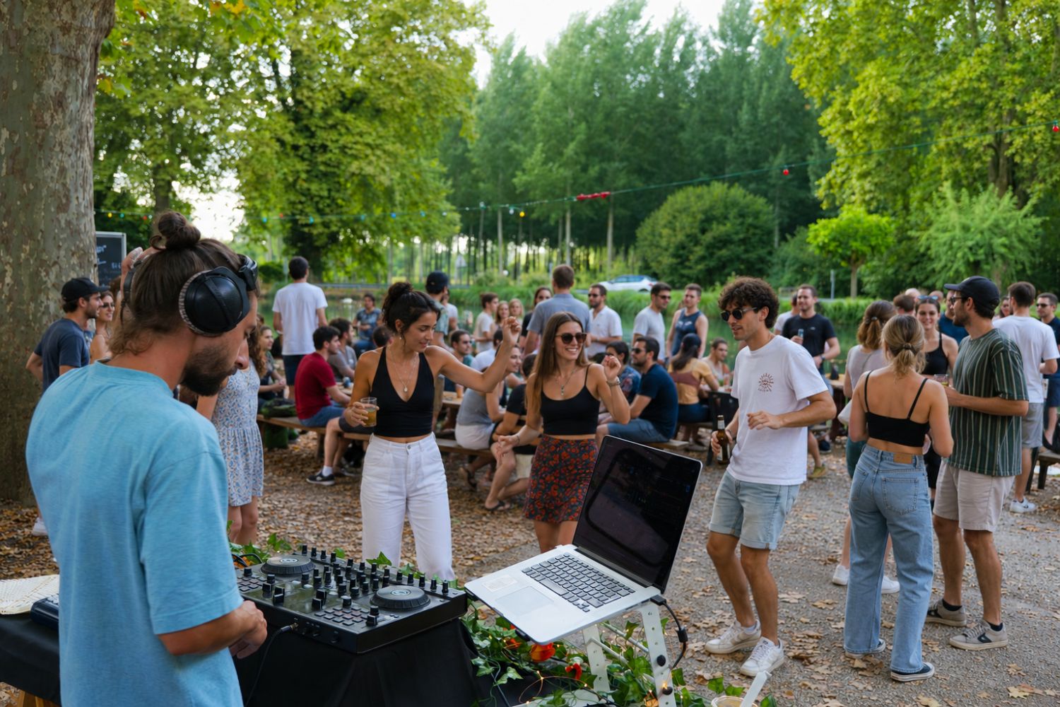 Le public danse à la Guinguette de Caumont-sur-Garonne, Sunguette